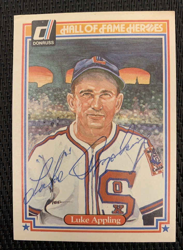 1983 DONRUSS HOF HEROES CARD SIGNED AUTO LUKE APPLING CHICAGO WHITE SOX - Image 1 of 2