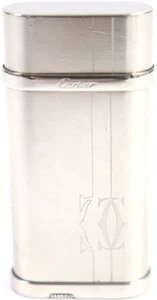 Encendedor de gas Cartier en funcionamiento plateado ovalado logotipo godron decoración sin caja - Imagen 1 de 9
