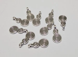10pz charms ciondoli spirale color argento tibet 17x8mm - Foto 1 di 1