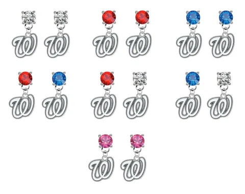 Washington Nationals Crystal Stud Earrings Stud Post Dangle -Pick Colors Cover
