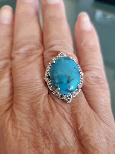 Colleen Lopez Kingman Turquoise & Topaz  Silver 925 Ring Size 7 HSN NWOT - Picture 1 of 8