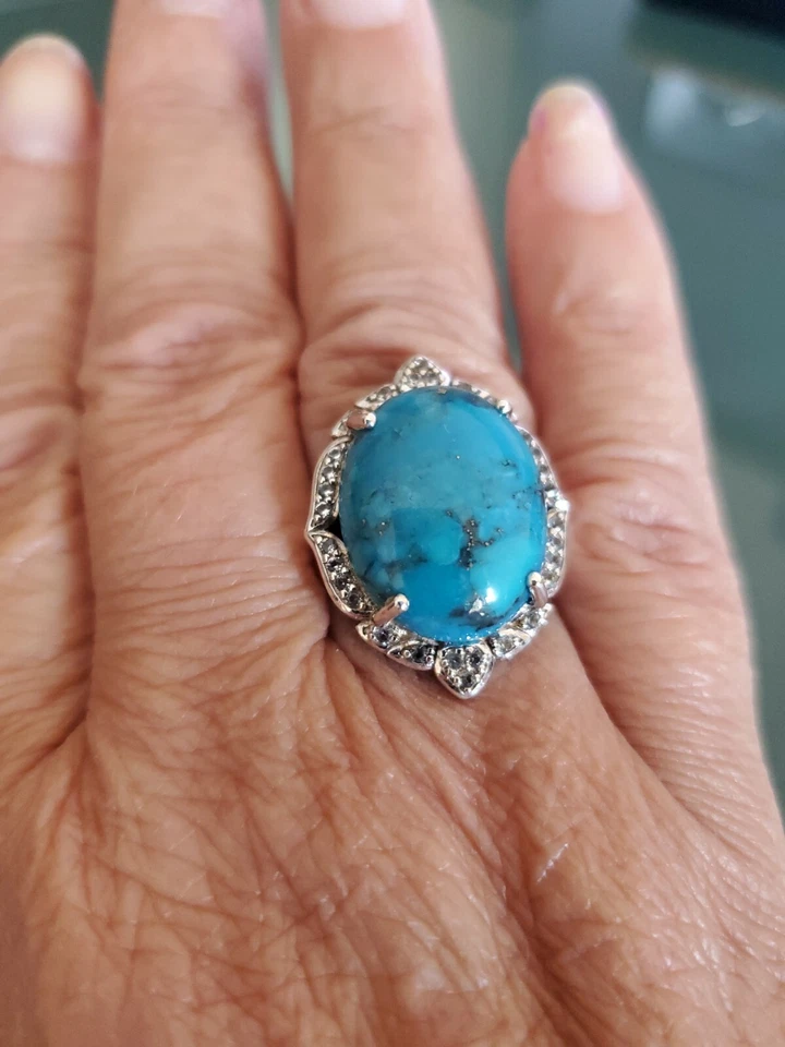 Colleen Lopez Kingman Turquoise & Topaz  Silver 925 Ring Size 7 HSN NWOT - Image 1 of 4