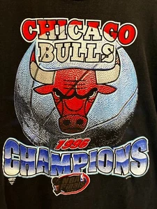 1996 MENs CHICAGO BULLS NBA FINALS CHAMPIONS Michael Jordan T SHIRT L - Picture 1 of 10