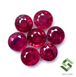 3.50 mm Natural Ruby Round Cut Lot 07 Pcs 1.60 CTS Calibrated Loose Gemstones - Picture 1 of 6