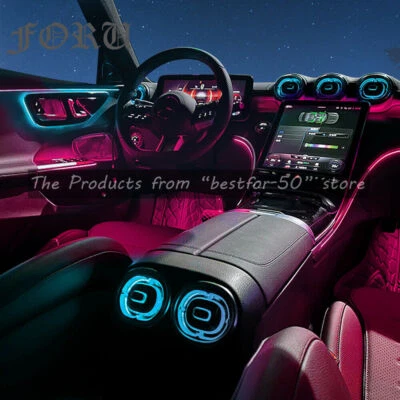 W206 64 Colores LED Ventilación Aire Luz Ambiental Borde Para Mercedes Benz Clase C W206 Foto 1 de 4