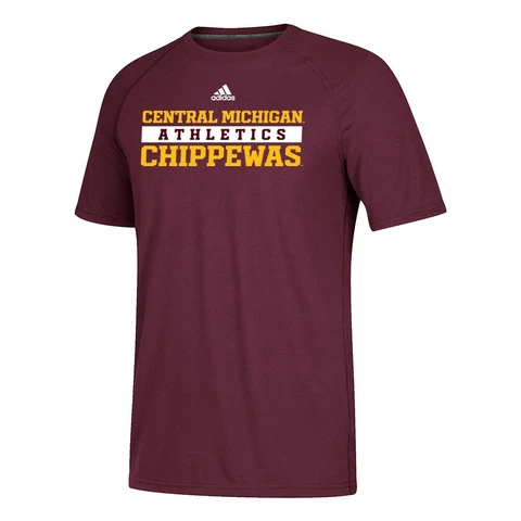 Central Michigan Chippewas  NCAA Adidas Men's Maroon Practice Climalite T-Shirt Cover