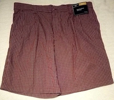 DOCKERS MEN'S SHORTS 38 X 8.5 Red Checkered 100% Cotton Pleated Foto 1 de 2