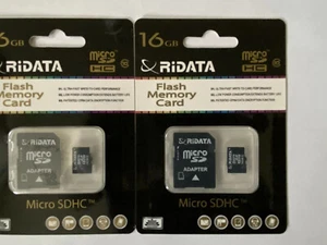 2-PK RiDATA Micro SDHC Class 10 16GB w/ SD Adapter - Picture 1 of 2