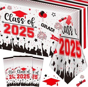 Graduation Decorations Class of 2025 Tablecloth - 3 Pcs Plastic Congrats Grad Ta - Picture 1 of 2