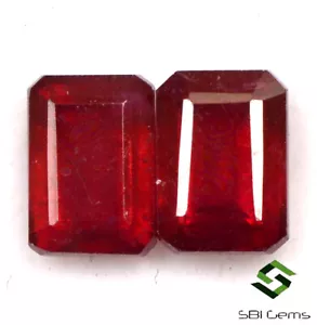 7x5 mm Natural Ruby Octagon Cut Pair 3.27 Cts Faceted Deep Red Loose Gemstone GF - Picture 1 of 4