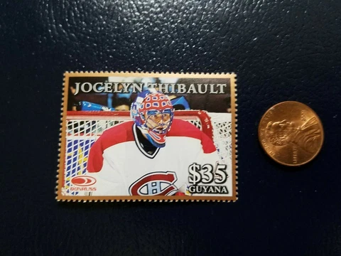 Jocelyn Thibault Montreal Canadiens Donruss Guyana Bronze Perforated Stamp WOW Cover
