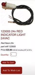 JLA ADC 24V Red Indicator Light - Picture 1 of 3