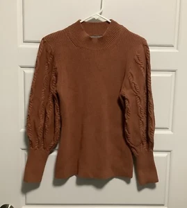 CABLE STITCH Rust Mock Neck Long Sleeve Sweater Women’s Sz M - Bild 1 von 7