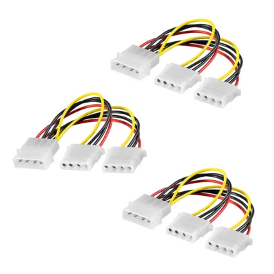 3x PC Y Stromkabel Molex Kabel 5,25 Adapter Verteiler Stecker 2 Buchse 4-pol - Bild 1 von 3