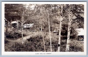 1920-30's RPPC ALOHA HIVE ELY VERMONT CABINS CAMP IN THE WOODS PHOTO POSTCARD - Picture 1 of 2