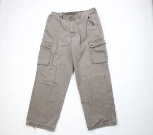 Vintage 90s Streetwear Mens 36x30 Distressed Canvas Wide Leg Cargo Pants Cotton - Picture 1 of 16