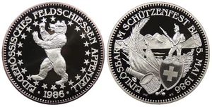 SWITZERLAND Appenzell 1986 50 Francs Shooting Thaler Proof - Picture 1 of 1