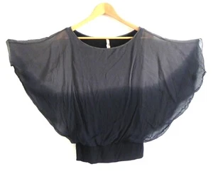 Bailey 44 Top Silk Chiffon Lined Mixed Gray/Black Band Hem Dolman Sleeve Size S - Picture 1 of 12