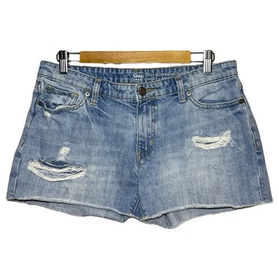 Pantalones Cortos de Jean Gap Sexy Boyfriend Para Mujer Desgastados Puños Denim Talla 6/2 y Azul Lt Foto 1 de 4