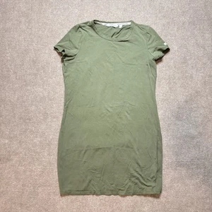 CK Jeans Women's Shift Dress Olive Green Pima Cotton Jersey Size L Short Sleeve - Picture 1 of 14