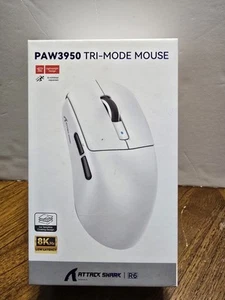 ATTACK SHARK R6 Ultralight Wireless 8K PAW3950MAX Tri-Mode Gaming Mouse - Black - Picture 1 of 3