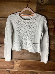 Johnnie B Pointelle Cream Cotton Sweater Cropped Girls Pockets 13-14 - Picture 1 of 7