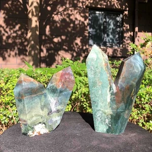 2 Stück 5,14 Pfund natürlicher Ozeanjaspis Jade mehrere spitze Säulen Heilung 1180 - Bild 1 von 17