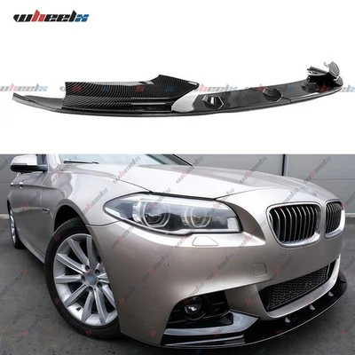 Divisor de labios de parachoques delantero de carbono para BMW F10 serie 5 2011-16 535i 528i M Sport Foto 1 de 4
