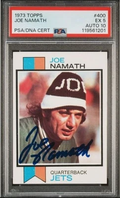 1973 Topps Joe Namath Signed Football Card #400 PSA 5 DNA Certified 10 Auto HOF - Image 1 of 3