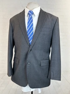 Brooks Brothers USA Men's Dark Gray Striped Saxxon Wool Two Button Blazer 43R - Picture 1 of 16