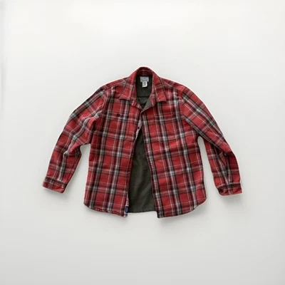 Vintage LL Bean Fleece Lined Faded Red Flannel Shirt. Size M - Image 1 of 4