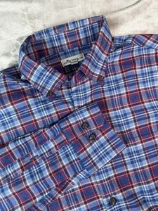 Peter Millar Shirt Mens Medium Blue Red Plaid Button Down Long Sleeve Casual - Picture 1 of 13