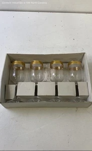 4er Set Cellini Kristall Stielgläser Weingläser 24 KT Goldrand Made in Italy - Bild 1 von 6