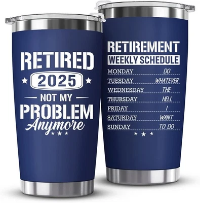 HEXMOZ Retirement Gifts for Men - Funny 20 Ounces, Retired 2025 - 2 - Navy  - Image 1 of 4