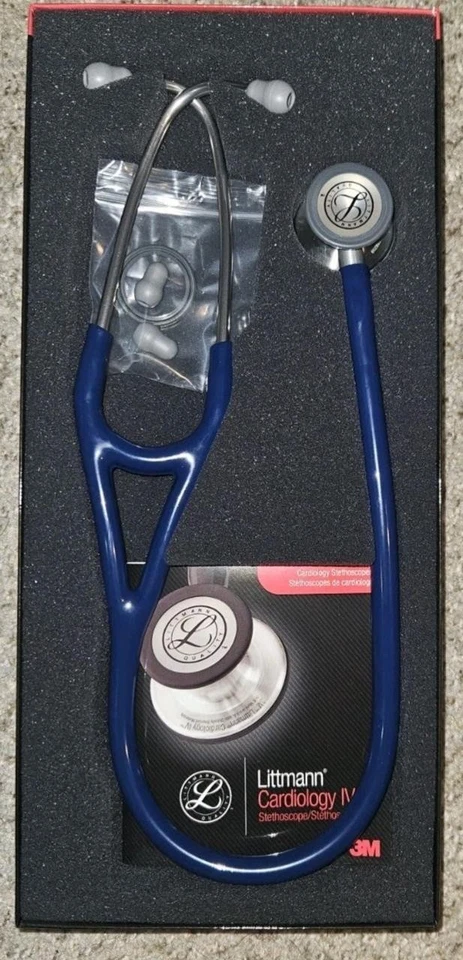 3M Littmann Cardiology IV Stethoscope, 6168, Blue-Silver  Chestpiece Black 27" - Image 1 of 1