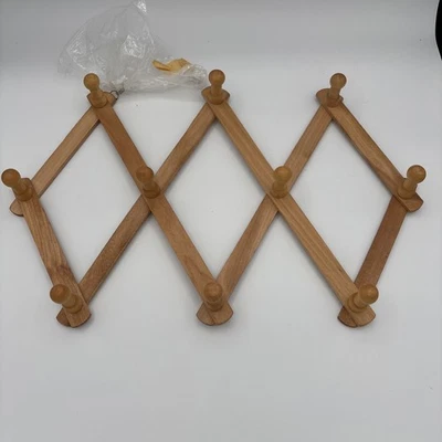 Taza de café de cocina estilo acordeón de madera de colección 10 clavijas sombrero estante núcleo de cabaña Foto 1 de 4