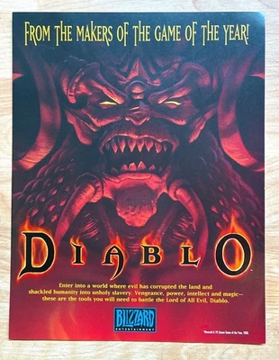 Blizzard DIABLO I Videogame Pre-Release Promo Flyer (1996?) Rare! - Image 1 of 2