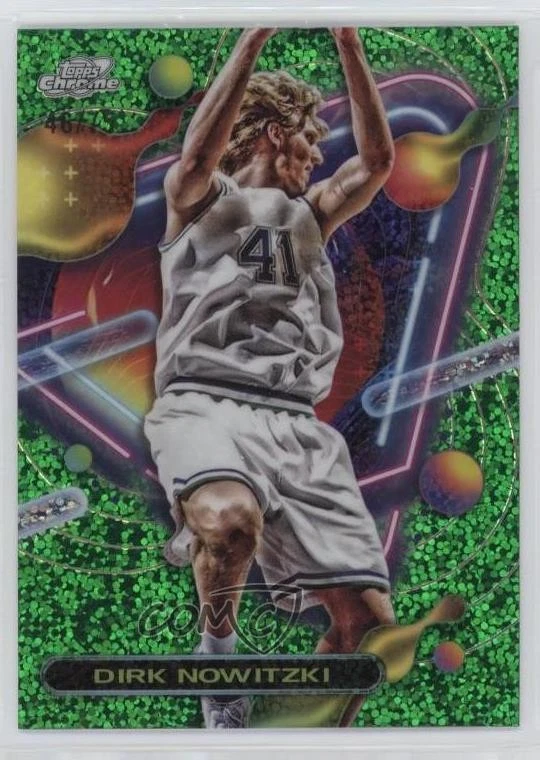 2023-24 Topps Cosmic Chrome Green Space Dust Refractor /75 Dirk Nowitzki #32 HOF - Image 1 of 2