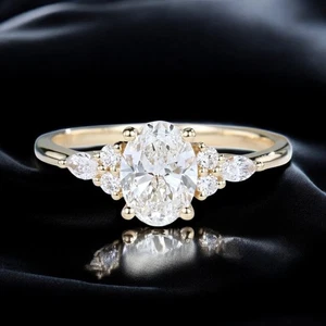 1.75 Ct Oval Cut IGI Certified Lab Grown Diamond Engagement Ring 18K Yellow Gold - Picture 1 of 8