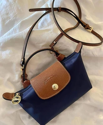 Mini Bolso de Hombro Longchamp Le Pliage XS AZUL MARINO-MARRÓN Foto 1 de 3