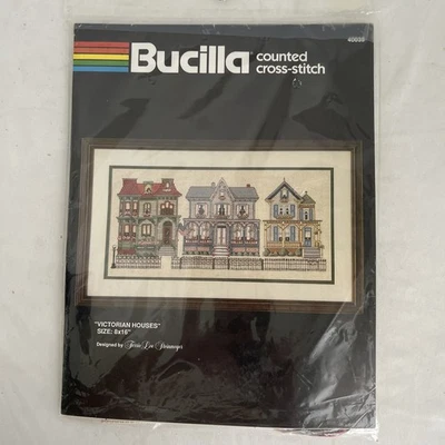 Bucilla Cross-Stitch Victorian Houses Iron Gates Kit 40035 Vintage NEW - Image 1 of 2