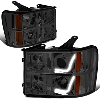 Faros proyectores barra LED 3D señal ámbar ahumada GMC Sierra 2007-2014 Foto 1 de 4