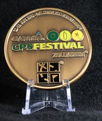 Garmin GPS Festival Geocoin Zeche Zollverein Antik Kupfer LE 100 Trackable - Bild 1 von 2