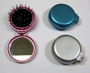 CHOOSE COLOR--COMPACT FOLDING BRUSH W/ MIRROR POP UP POCKET SIZE--BR140 - Picture 1 of 2