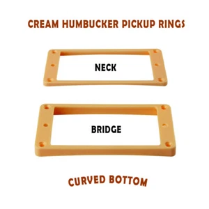 2 Cream Humbucker Pickup Rings Curved Bottom Frame for Epiphone Les Paul Guitars - Picture 1 of 10