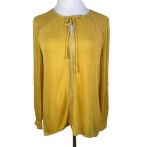Jack by BB Dakota Tie V-Neck Peasant Blouse Women's XS Light Butterscotch NEW - Picture 1 of 14