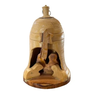 Belén Navidad Campana Adorno Madera de Oliva Hecho a Mano Jerusalén Belén - Imagen 1 de 9