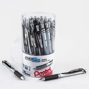 Black Ink Retractable Gel Pen Set - 36 Count, 0.7mm Medium & 1.0mm Bold Tips - Picture 1 of 9