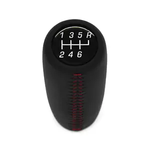 POMO DE CAMBIO PESADO FORD MUSTANG 2003-2004 T56 CUERO AUTÉNTICO 6 VELOCIDADES COSTURA ROJA - Imagen 1 de 6