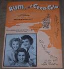 Partition musicale vintage rhum et Coca-Cola Andrews Sisters 1944
